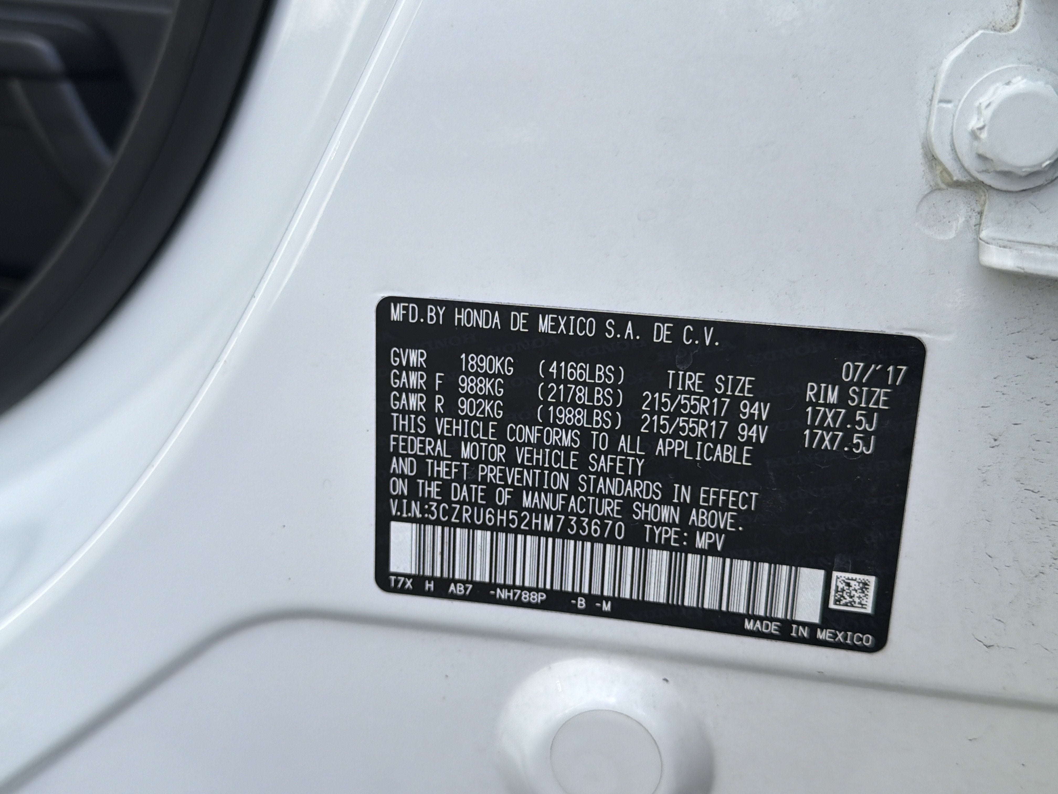 2017 Honda HR-V EX AWD CVT