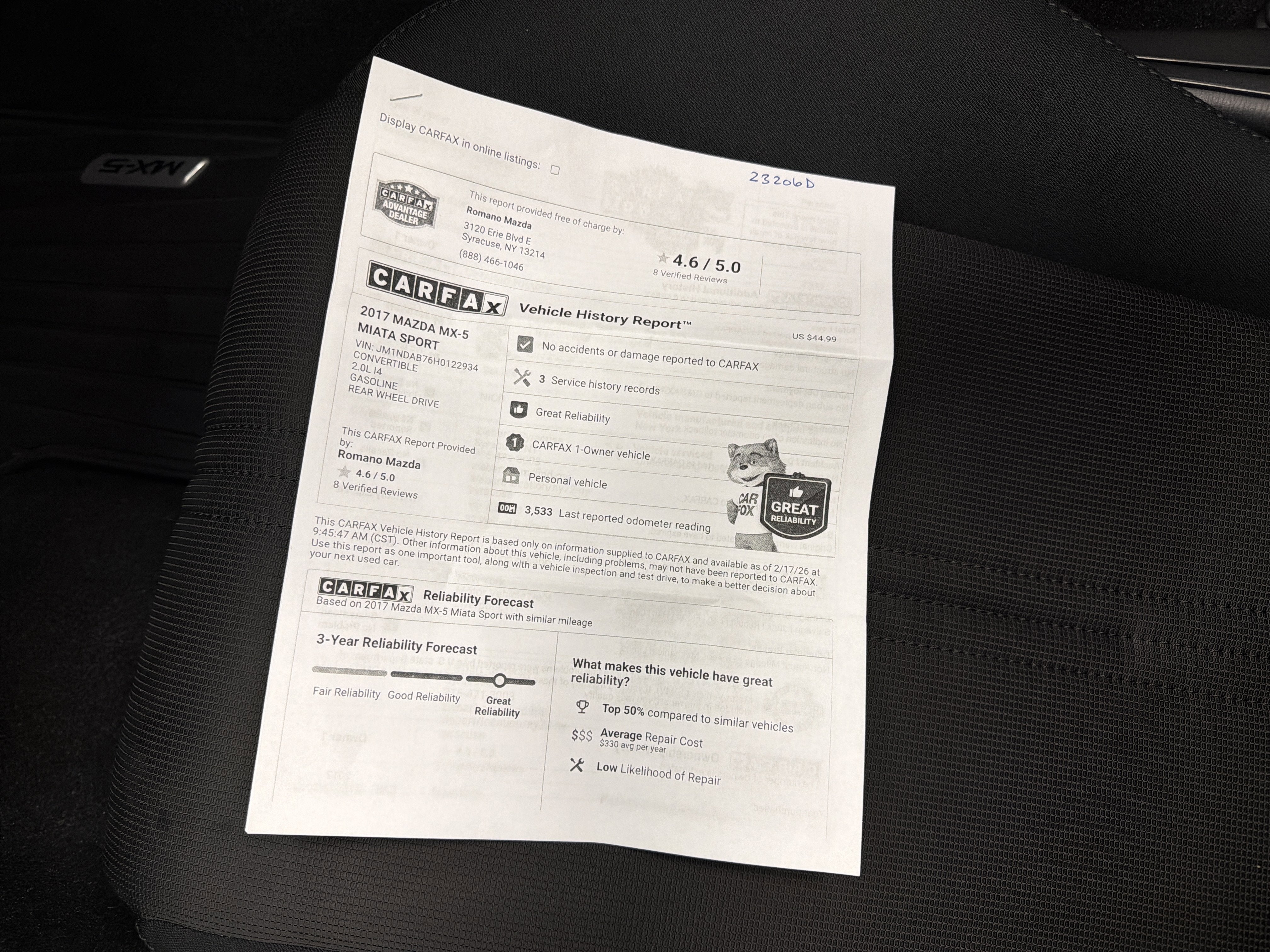 2017 Mazda Mazda MX-5 Miata Sport