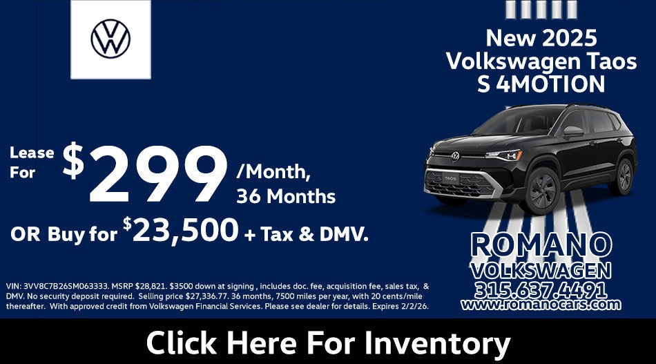 New 2025 Volkswagen Taos S 4MOTION